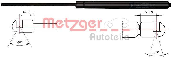 Gas Spring, rear windscreen - 2110476 METZGER